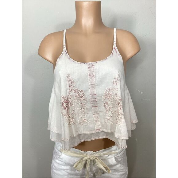 New. RAGA boho ivory/pink embroidered crop top. Small. Retails $109 - Picture 2 of 8